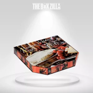 Custom luxury pizza boxes with vibrant 3D design