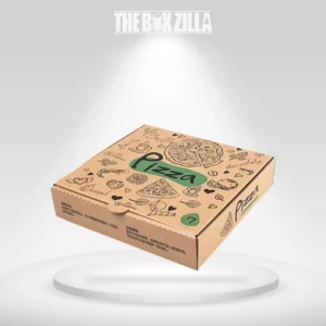 Custom kraft pizza boxes with logo shapes for personalized branding