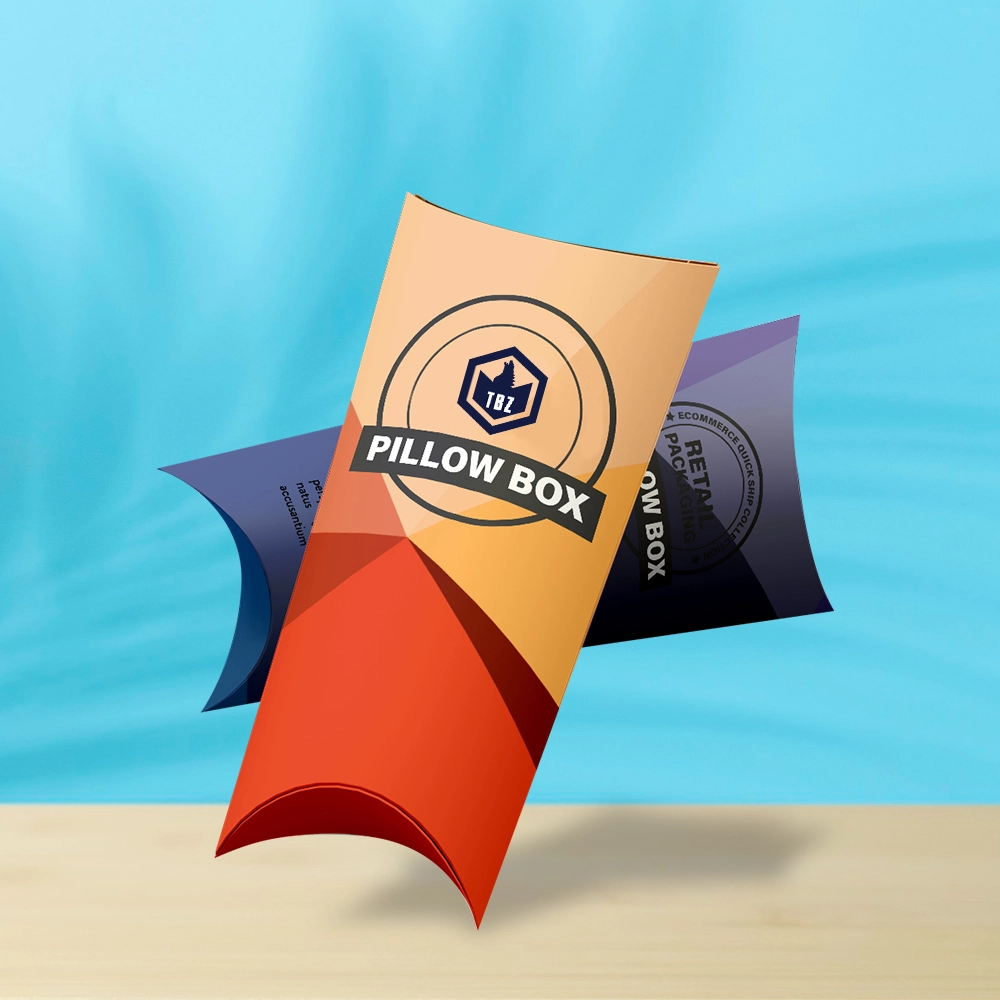 Custom printed pillow boxes with logo in versatile colors scheme