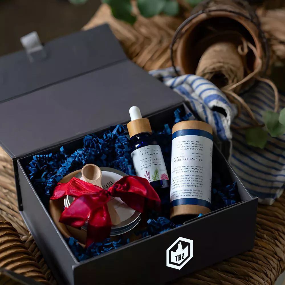 Stylish self care gift boxes with logo print