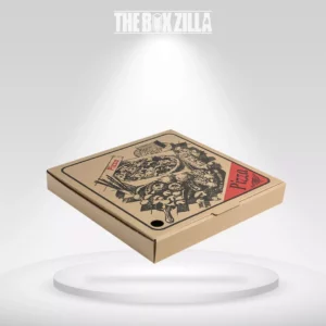 Custom kraft pizza boxes featuring ventilation option with stunning artwork