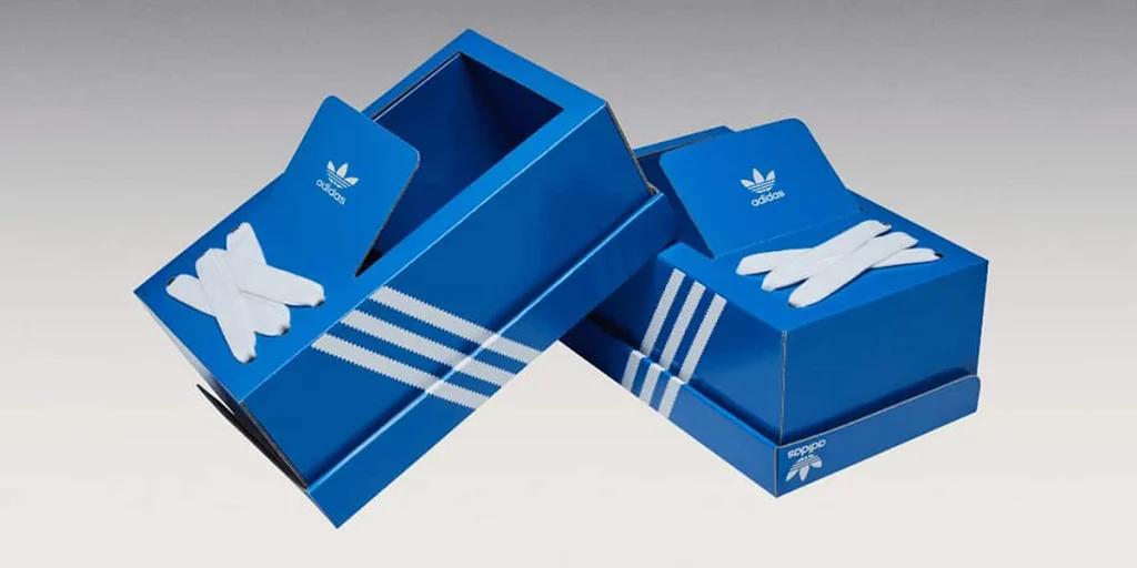 addidas shoe box with typogroahy logo design