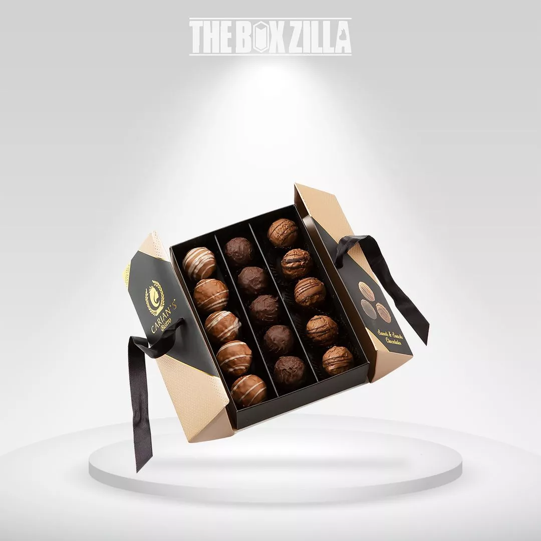 Collection of premium chocolate truffles arranged in one box