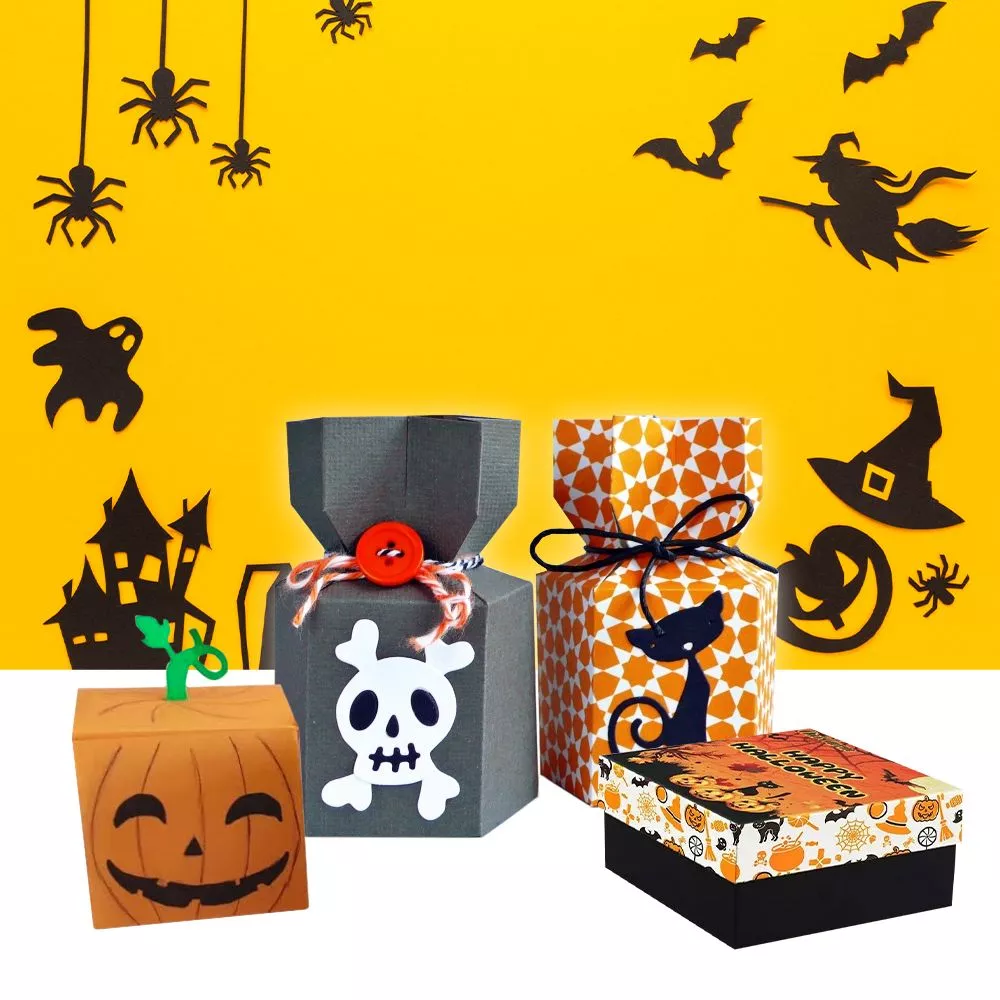 Custom halloween gift boxes ribbon tie